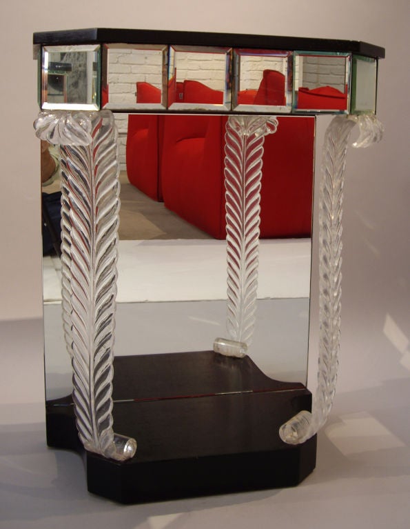 Mid-20th Century Grosfeld House - 1940s-Pair of Lucite and Mirrored Night Stands