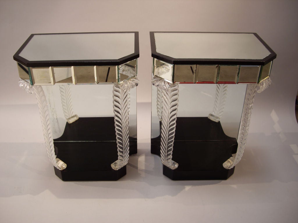 Grosfeld House - 1940s-Pair of Lucite and Mirrored Night Stands 1