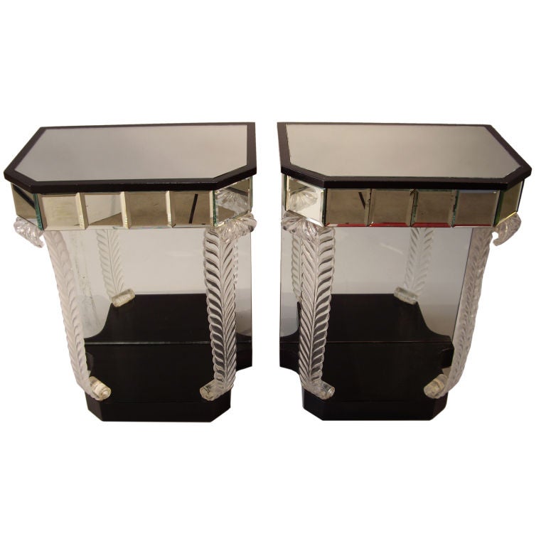 Grosfeld House - 1940s-Pair of Lucite and Mirrored Night Stands