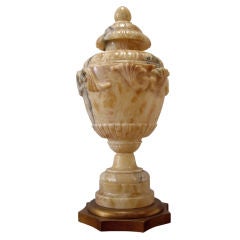 Carved Alabaster Urn Table Lamp