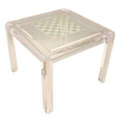 Heavy Lucite Game Table with Etched Glass Top