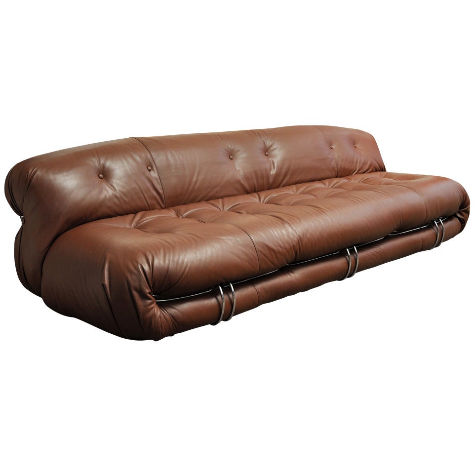 Afra and Tobia Scarpa (Italy) - "Soriana" Leather Sofa for Casina
