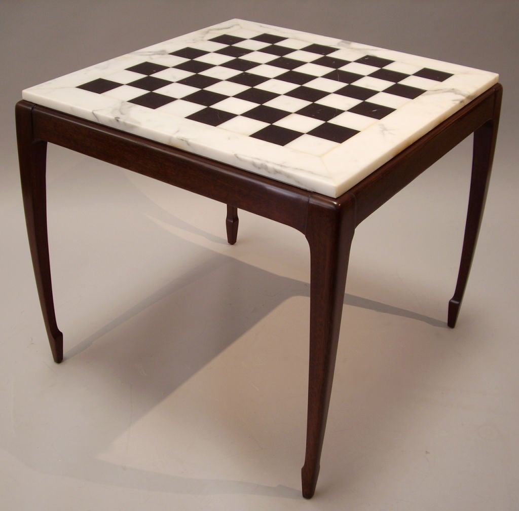 1950s Marble and Mahogany Game Table/Lamp Table