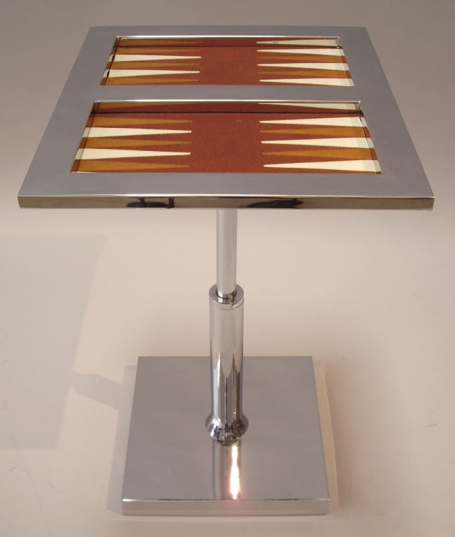 1970s Polished Chrome Backgammon Table