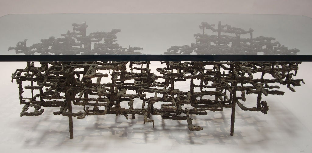 Welded Steel and Glass Coffee Table In Excellent Condition In TUJUNGA, CA