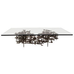 Welded Steel and Glass Coffee Table
