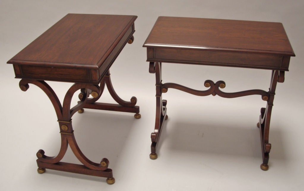 Leather Grosfeld House: Pair of Mahogany Side Tables/Nightstands