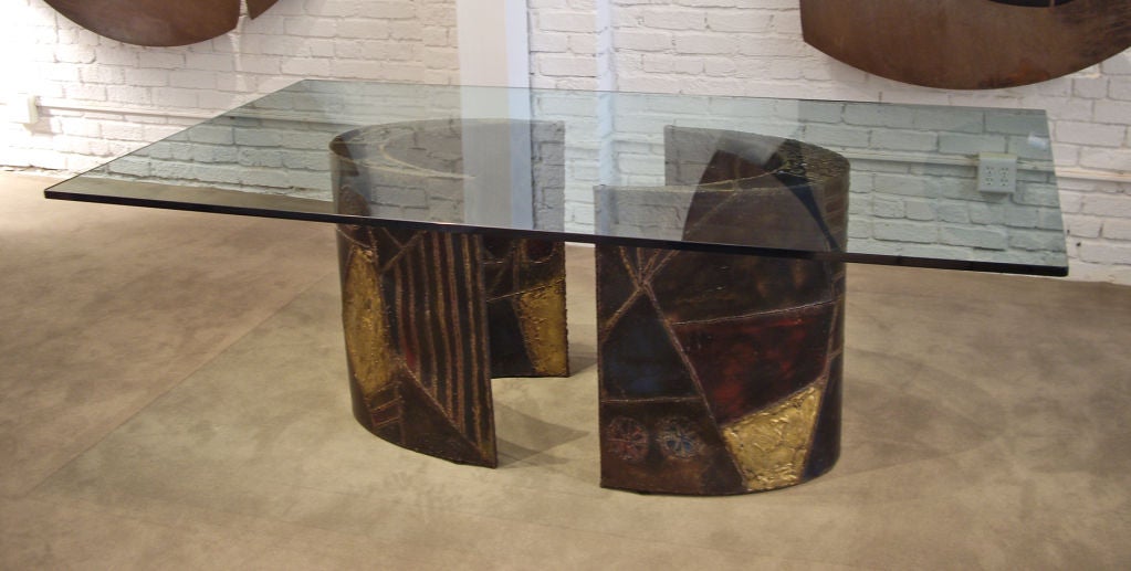 Patinated Paul Evans (1931-1987) Sculpted-Welded Steel Dining Table