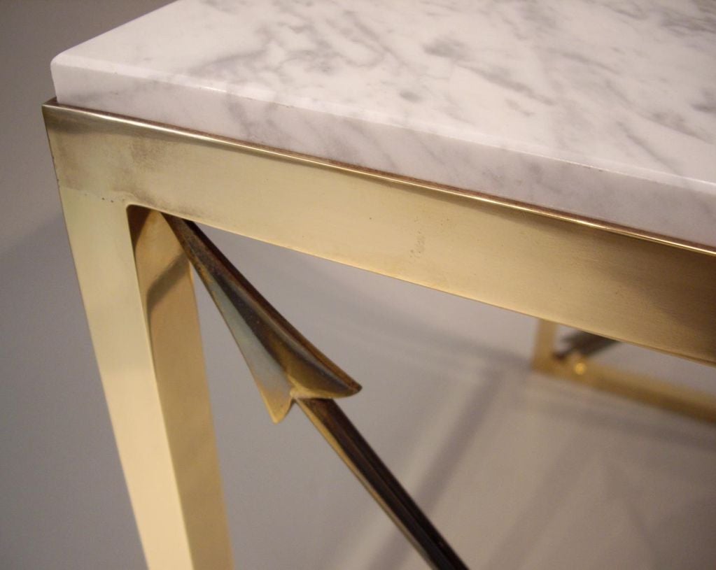 Mid-20th Century Pair of Italian Brass and Marble Tables