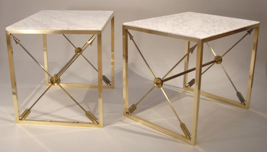Pair of Italian Brass and Marble Tables 1