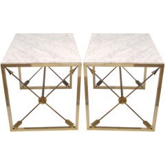 Pair of Italian Brass and Marble Tables