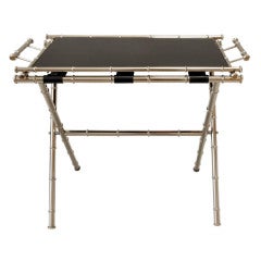 Glass Top Folding Tray Table