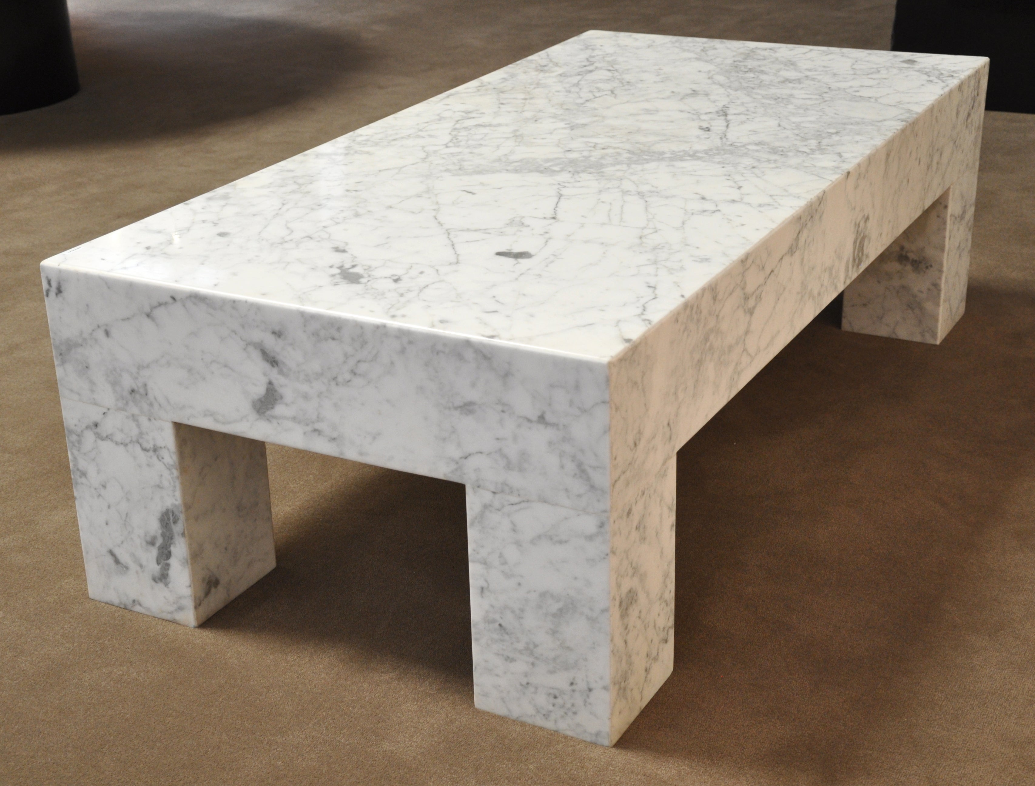 1970s White Carrera Marble Coffee Table