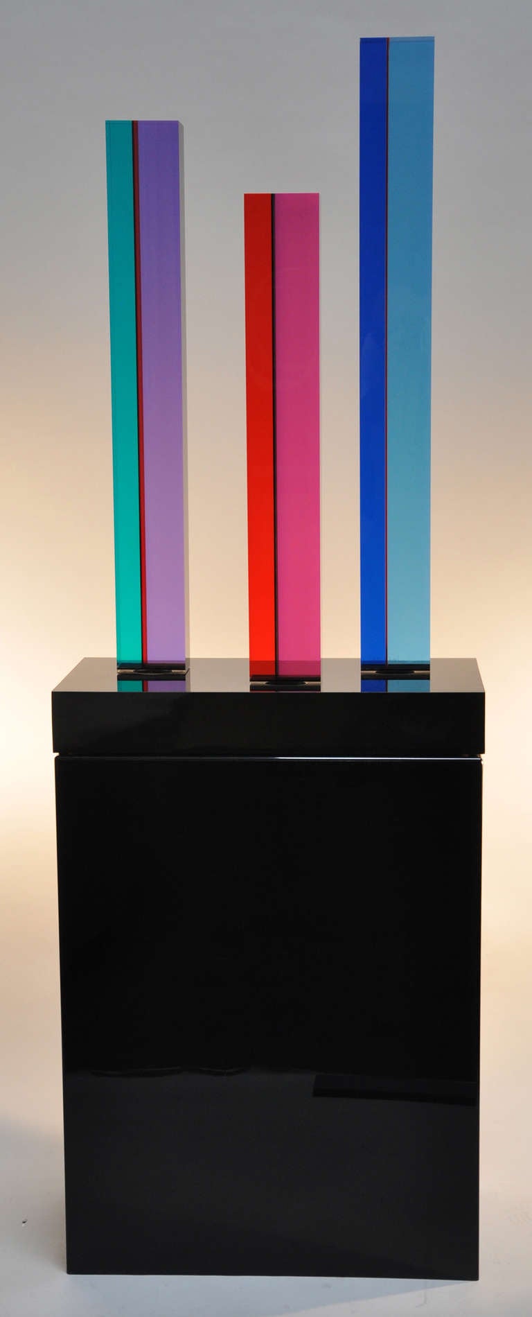 20th Century Vasa Mihich (1933-) Signed 1987 - Tri Tower Acrylic Sculpture