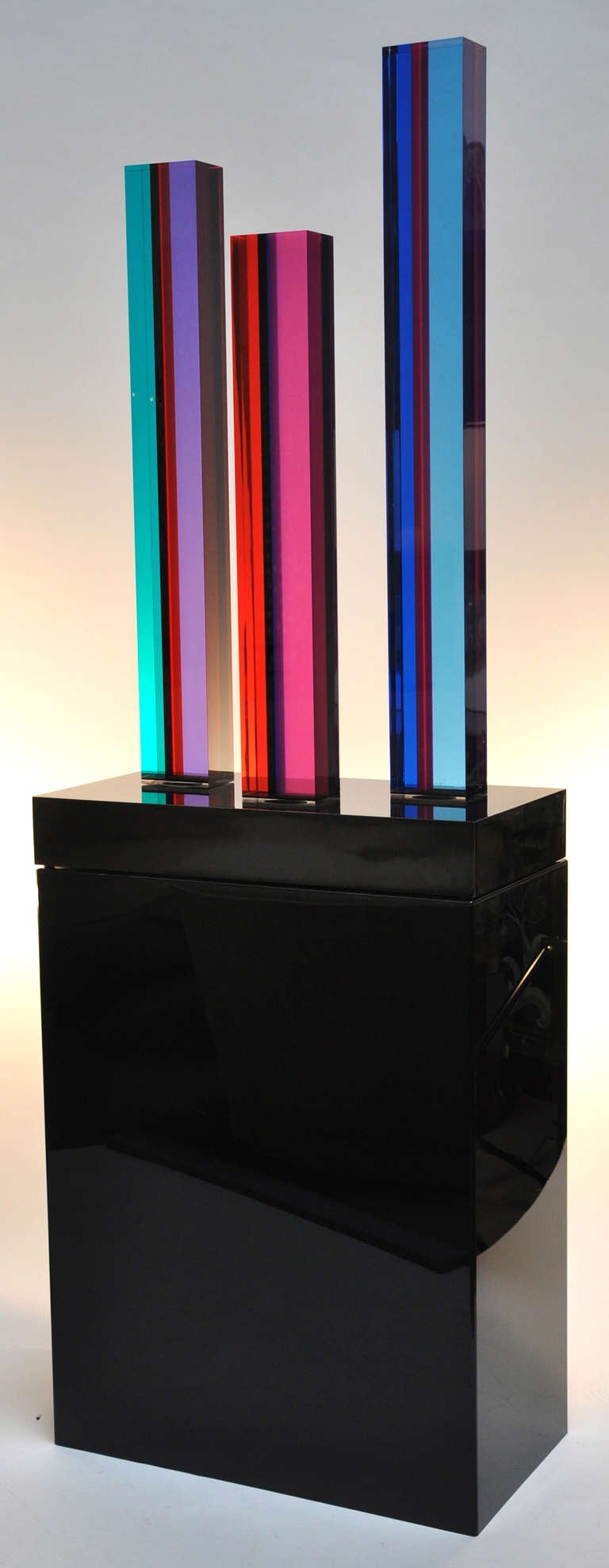 Vasa Mihich (1933-) Signed 1987 - Tri Tower Acrylic Sculpture 1
