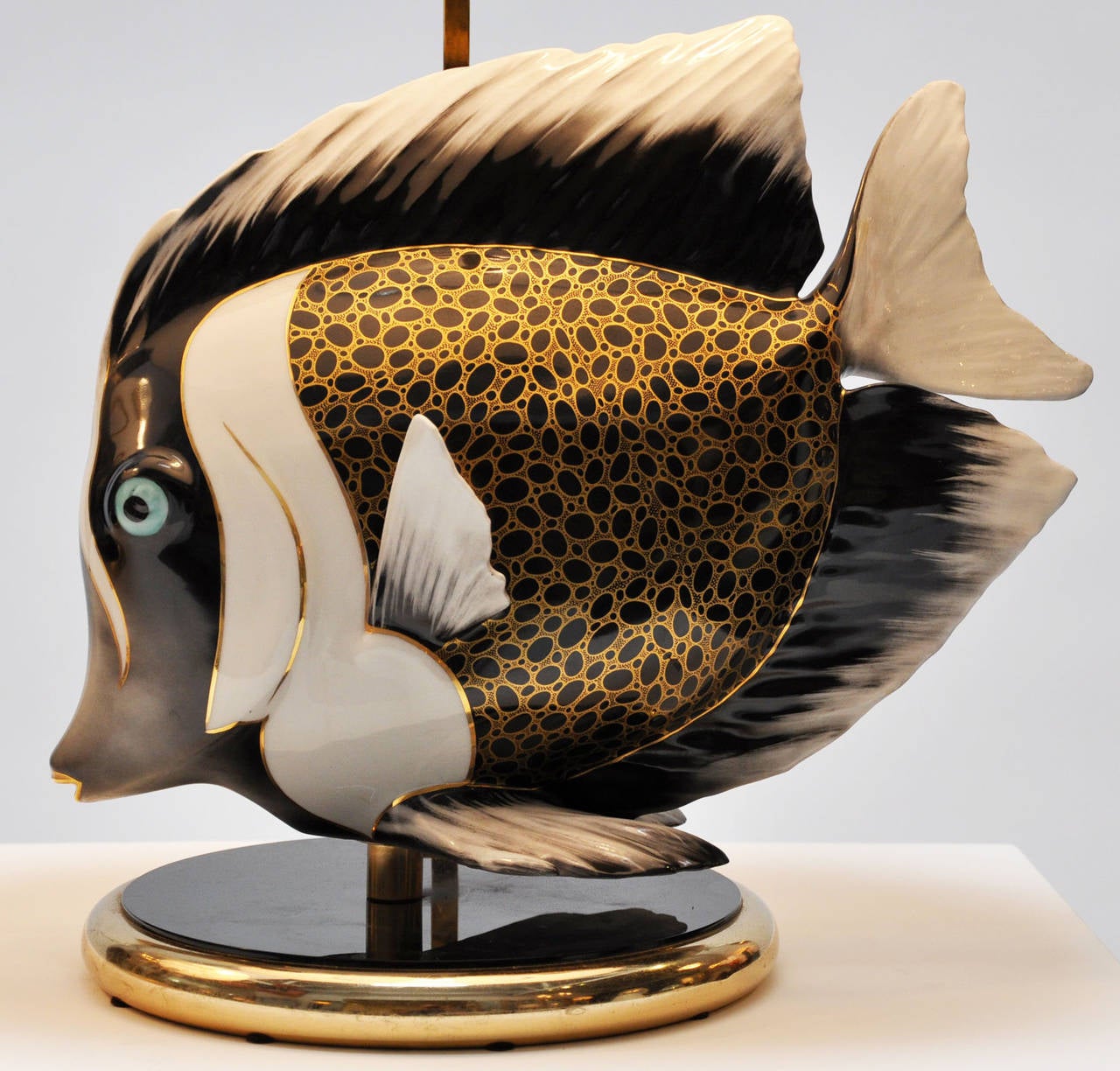 Mid-Century Modern Italian Pair of Porcelain Fish Lamps