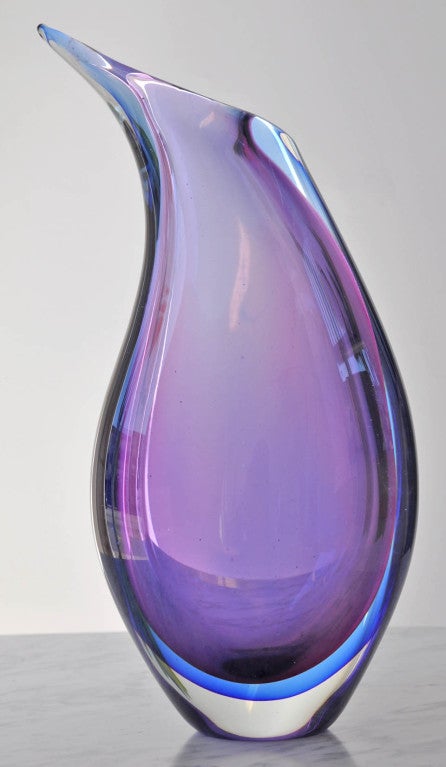 Hand blown Murano glass vase by Flavio Poli for Seguso.