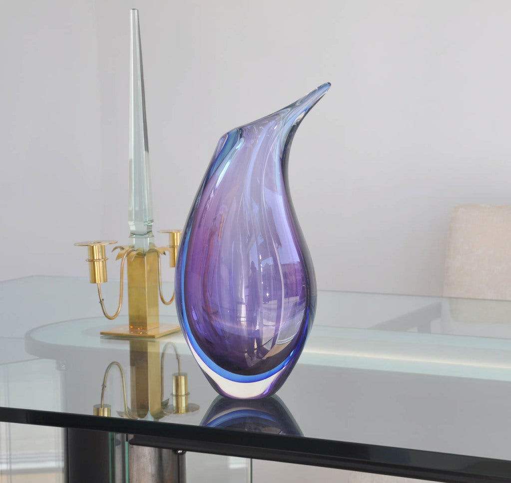Sommerso Glass Vase by Flavio Polio for Seguso In Excellent Condition In TUJUNGA, CA