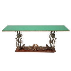Whimsical Artisan Crafted Seahorse Console Table