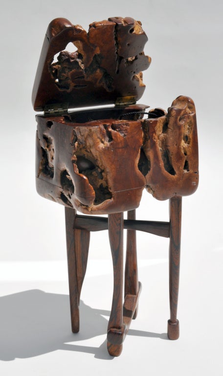 Mid-20th Century Jan de Swart (American 1908-1987) Hinged Burl Wood Box on Legs