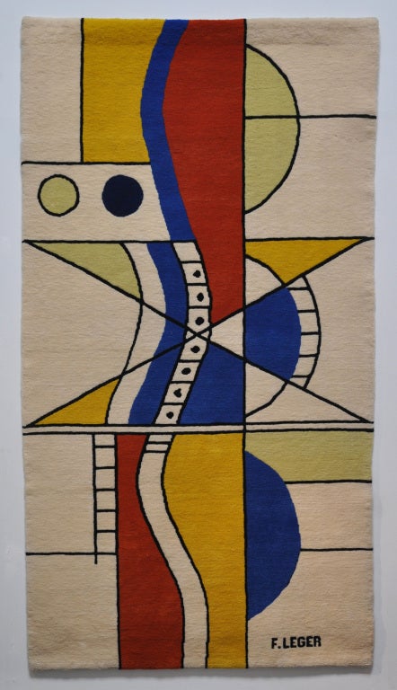 Wool tapestry, after a design by Fernand Leger. 