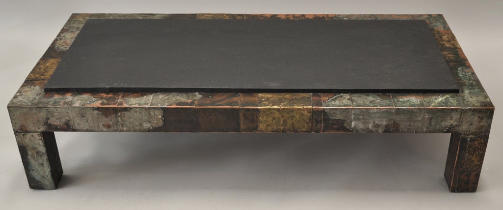 Late 20th Century Paul Evans (1931-1987) Patchwork Metal and Slate Coffee Table