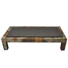 Paul Evans (1931-1987) Patchwork Metal and Slate Coffee Table