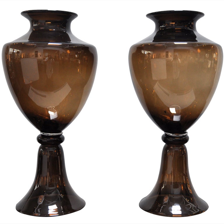 Pair of 20.5" Italian Glass Vases by Seguso