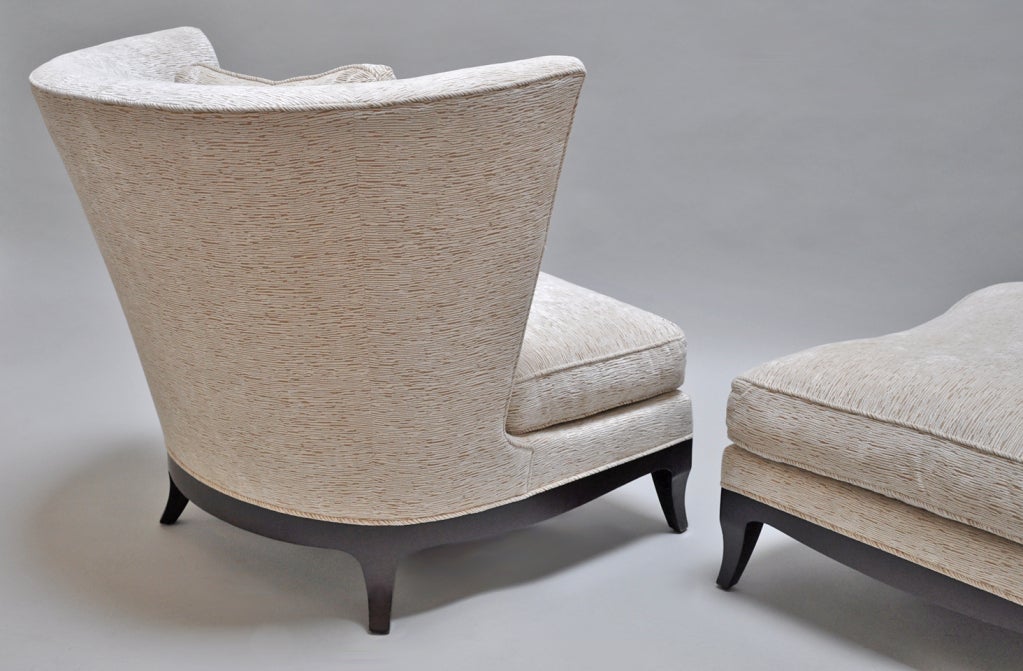 Pair of Geneva Club Chairs with Ottoman by Donghia at 1stdibs