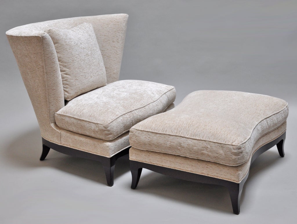Pair of Geneva Club Chairs with Ottoman by Donghia at 1stdibs