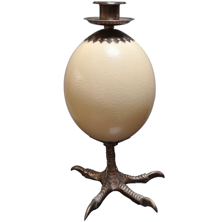 Anthony Redmile Candlestick Ostrich Egg Signed