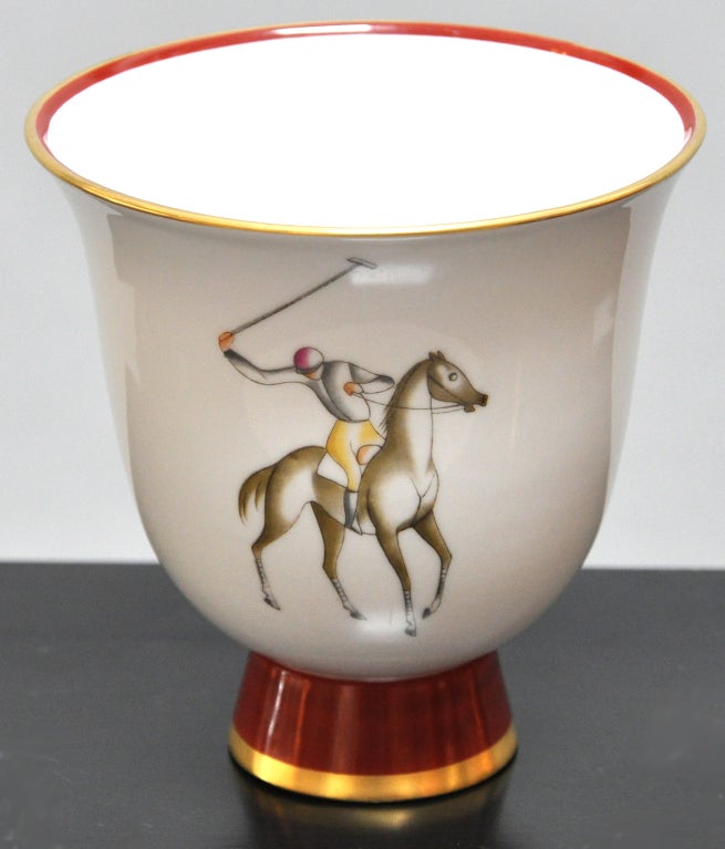 Mid-20th Century Gio Ponti (Italian 1891-1979) Signed/Decorated Porcelain Vase
