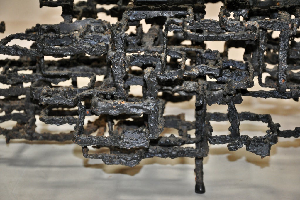 Mid-20th Century Sculptural Welded Steel and Glass Coffee Table