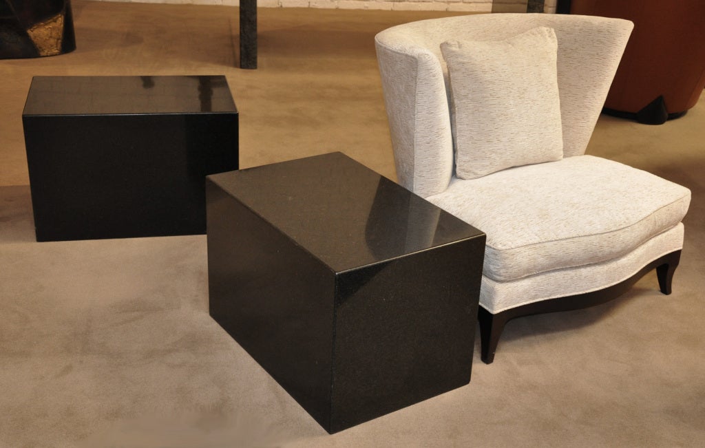 Pair of black granite tables. Custom designed by iconic California designer Michael Taylor (1927-1986) for the Gil Garfield residence, West Hollywood, California.
Price is for the pair.