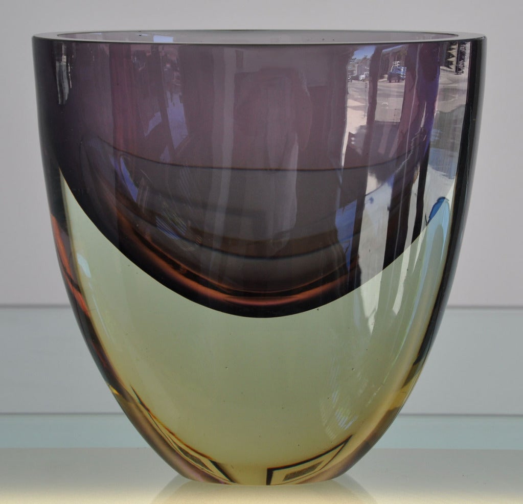 Rare, Heavy, Murano glass vase by Flavio Poli for Seguso.