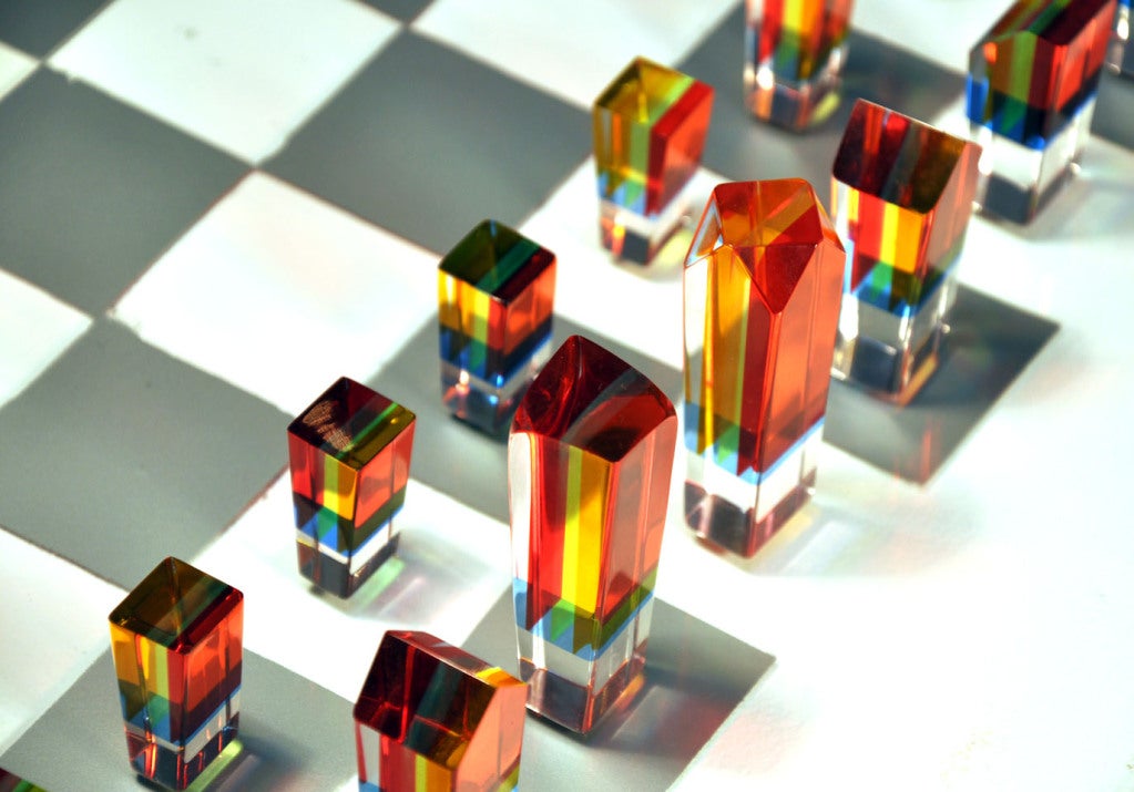 1970s - Beautiful Multi-Colored Acrylic Chess Set 1