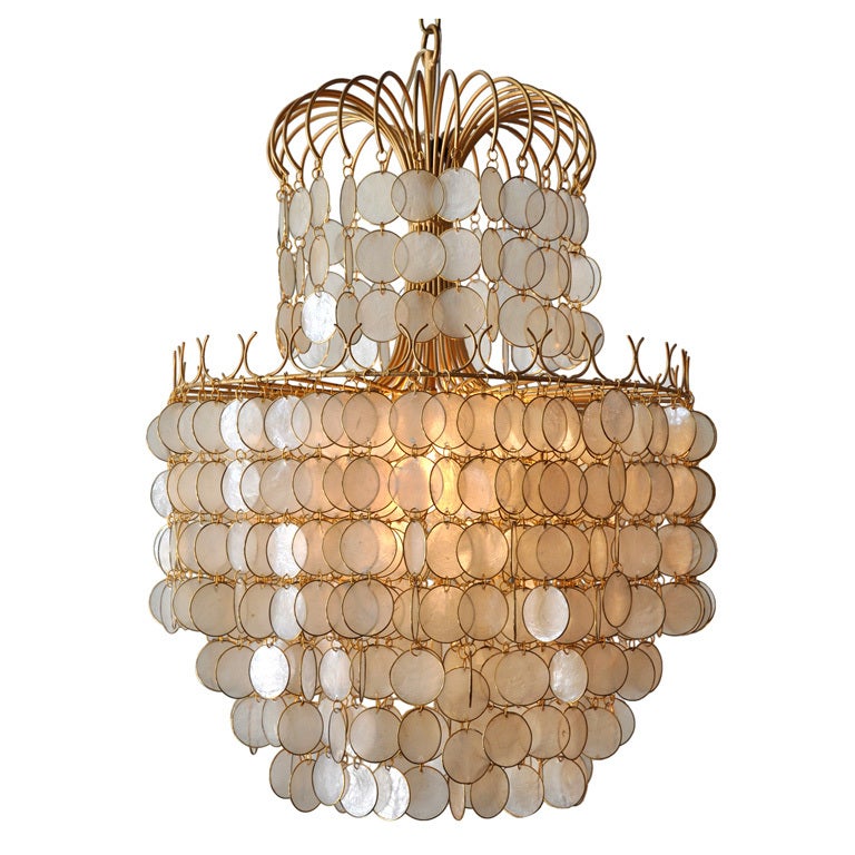 Shimmering Capiz Shell Hanging Chandelier