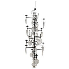 Vintage Erik Hoglund (1932-1998)  Iron and Glass Candelabra