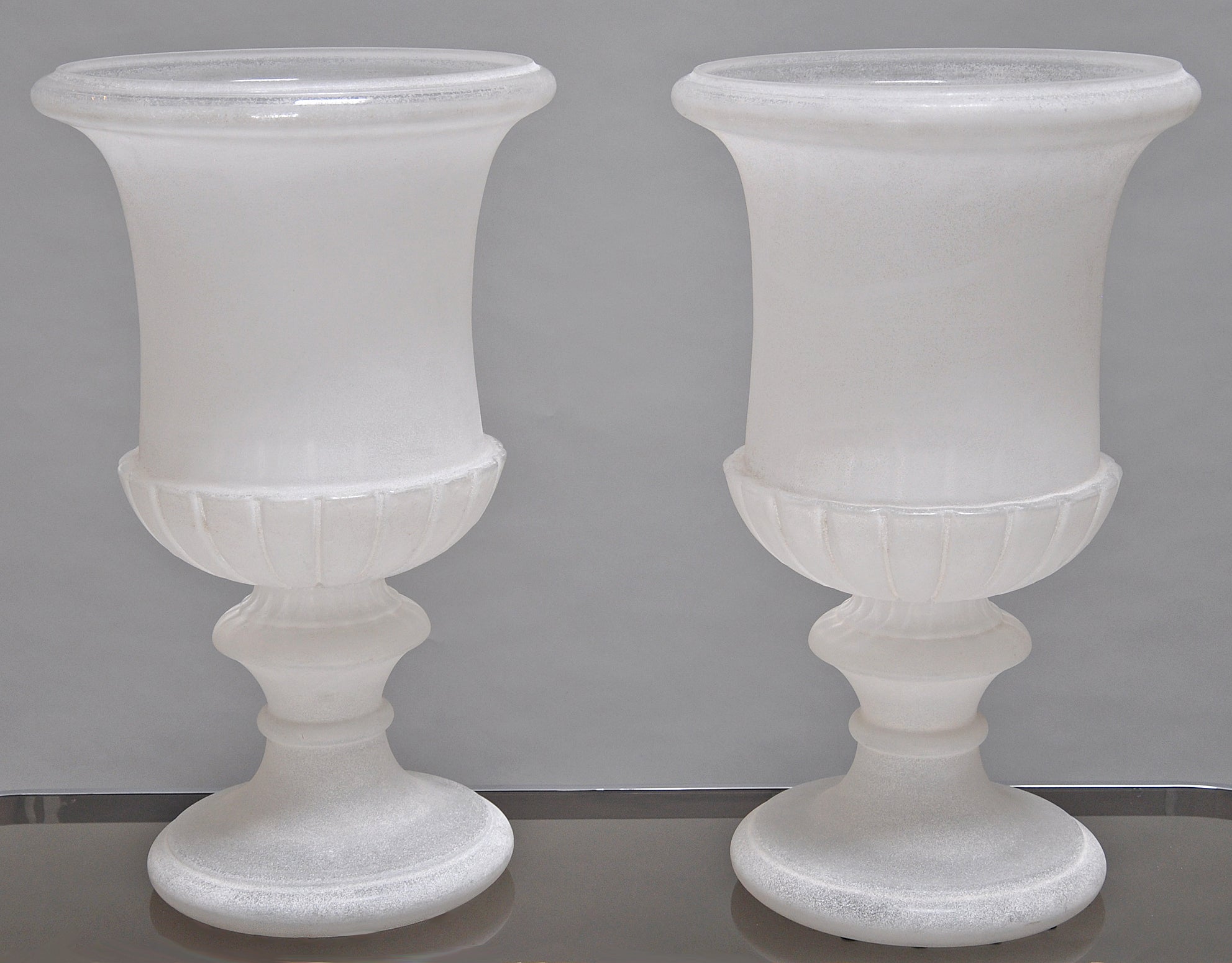 Pair of Monumental Seguso - Murano Glass Urns