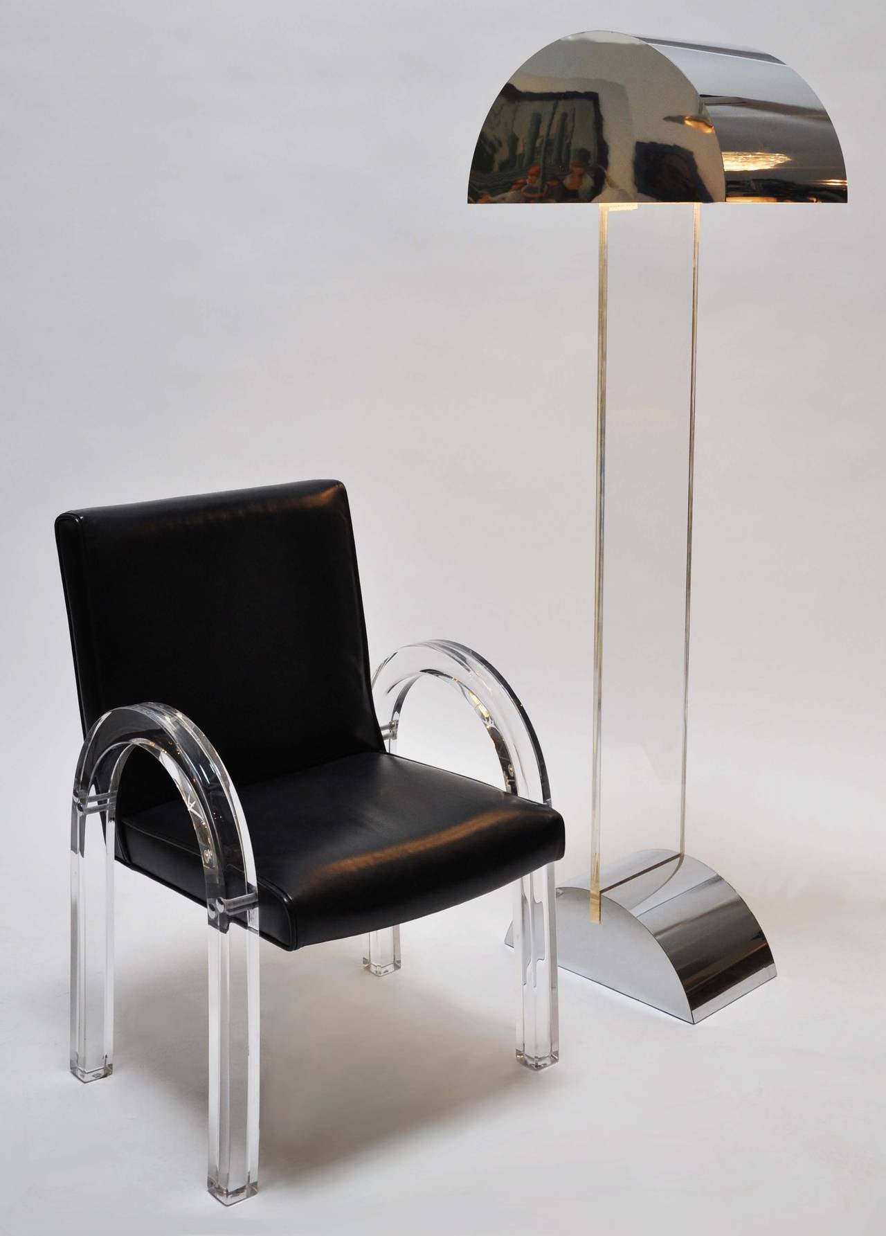 George Kovacs 1970s Polished Chrome and Lucite Floor Lamp For Sale at