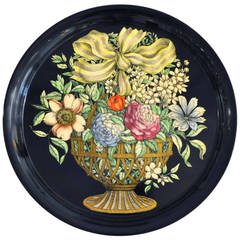 Large Italian Decorated Metal Tray by Fornasetti