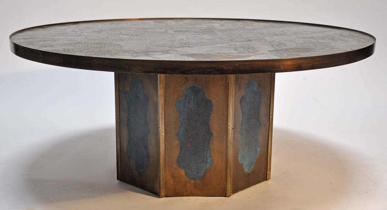 Mid-Century Modern Signed by Philip and Kelvin LaVerne Bronze Coffee Table