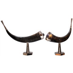 Anthony Redmile: Pair of Embellished and Mounted Horns