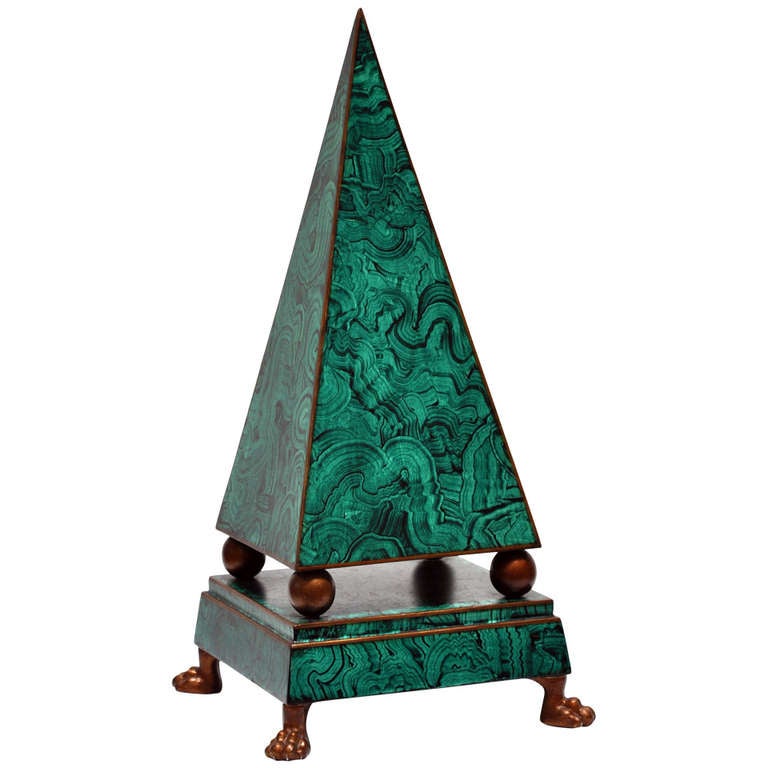 Italian 1960s Painted Obelisk with Brass Feet