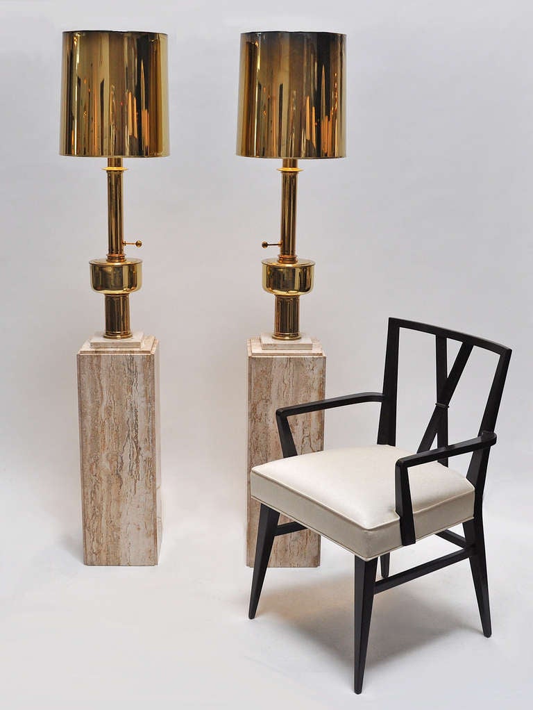 Pair Of Stiffel Lamps On Travertine Bases At 1stdibs Mid Century Modern Pair Of Stiffel Lamps On Travertine Bases For