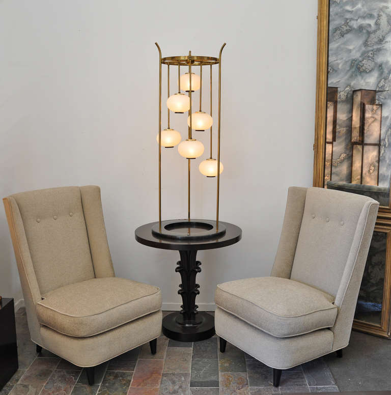 Tall Glass and Brass Lantern Table Lamp In Excellent Condition In Los Angeles, CA