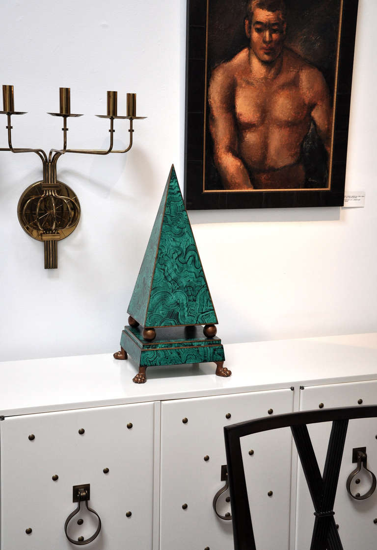 Mid-Century Modern Italian 1960s Painted Obelisk with Brass Feet