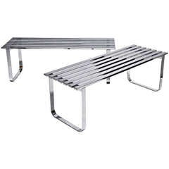 ONE- Milo Baughman  Polished Chrome Slated Bench/Table