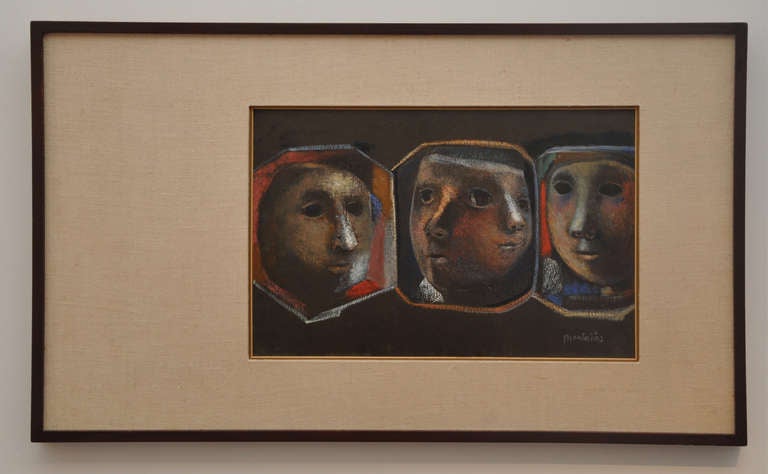 Oil on board by Jose Montanes (Spain 1918-1998, 1957). Signed lower right. Original matte and frame. Painting size without frame: 11
