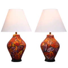 Raymor - Pair of Italian, Glazed Ceramic Lamps